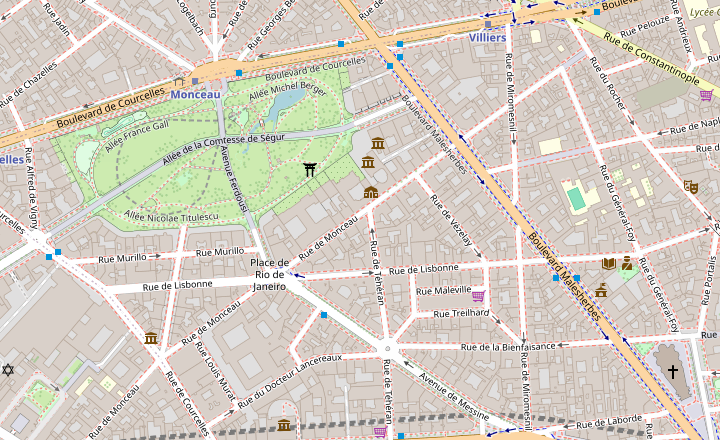 Plan du quartier Monceau localisant le bureau Syneva au 58 rue de Monceau à Paris